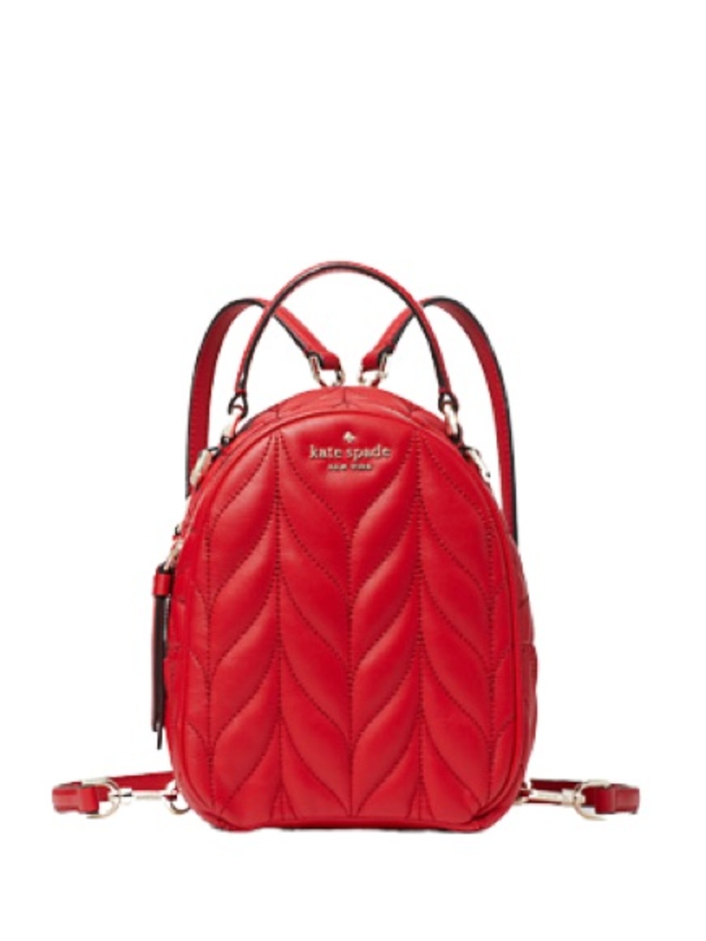 Kate Spade Quilted Leather Red Mini Convertible Backpack Crossbody